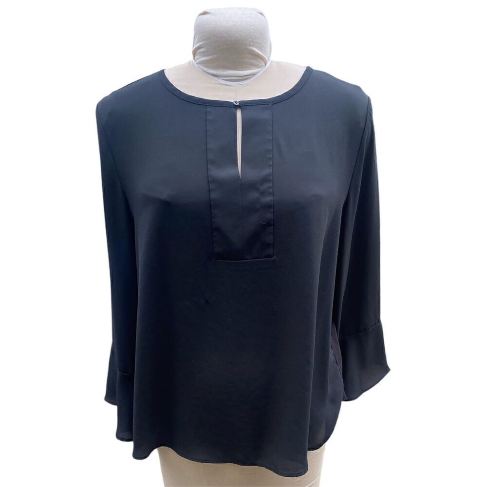 LOFT Black Tunic Flowy Dramatic Silhouette Size L Bell Sleeves